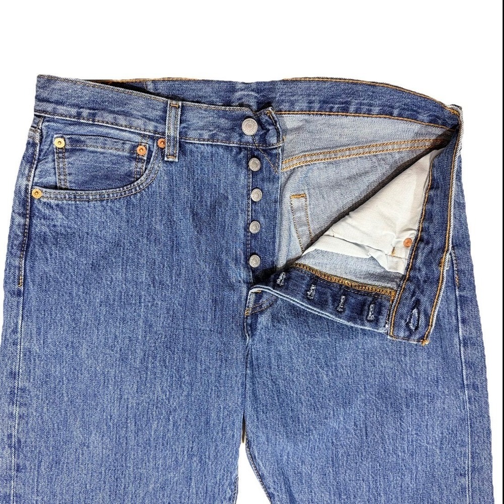 Levis 501 Original Fit Mens Blue Straight Leg Jeans W33 L29 00501-0193 - Picture 3 of 12